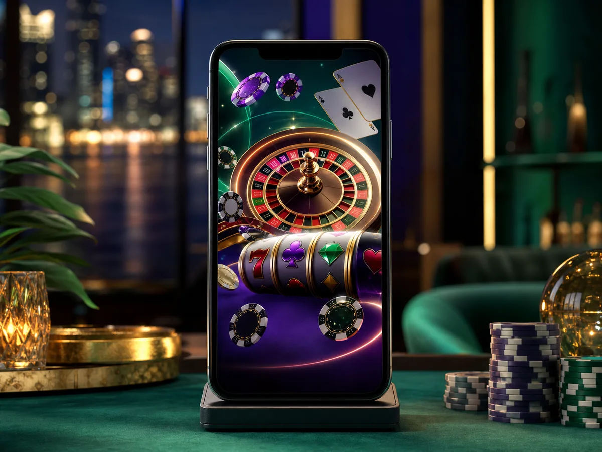Celular com lobby genérico de cassino para avaliação de uso móvel